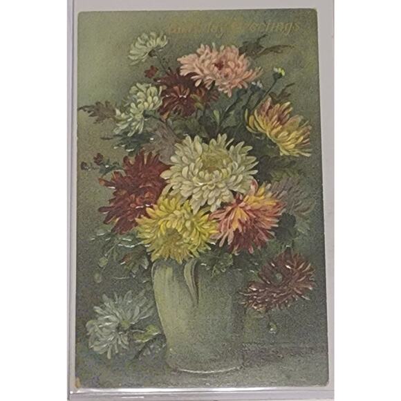 Lot Of Five Vintage Antique Embossed Postcards Flowers - Picture 3 of 11